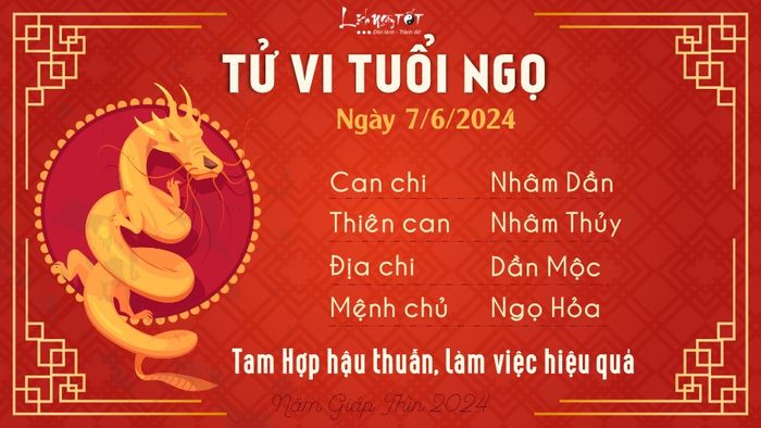 Tu vi hôm nay cho người tuổi Ngọ: Cục diện Tam Hợp hứng trợ cho một ngày làm việc hiệu quả. Bạn chỉ cần bình tĩnh xử lý công việc và giao tiếp rõ ràng với mọi người để giải quyết nhanh chóng mọi vấn đề.