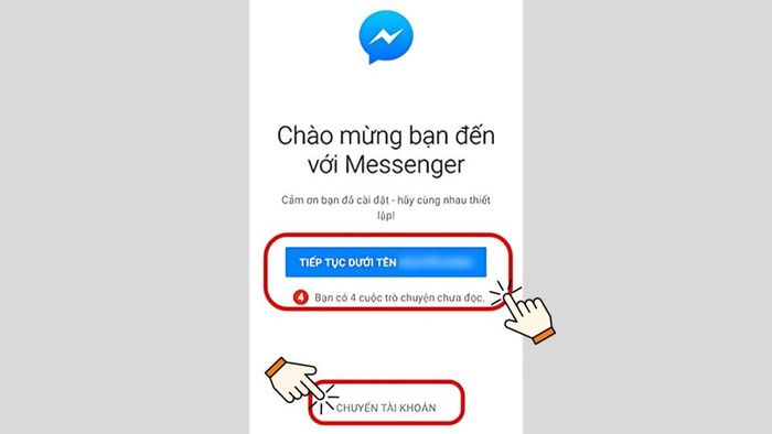 Cách đăng nhập vào Messenger qua ứng dụng bước 2