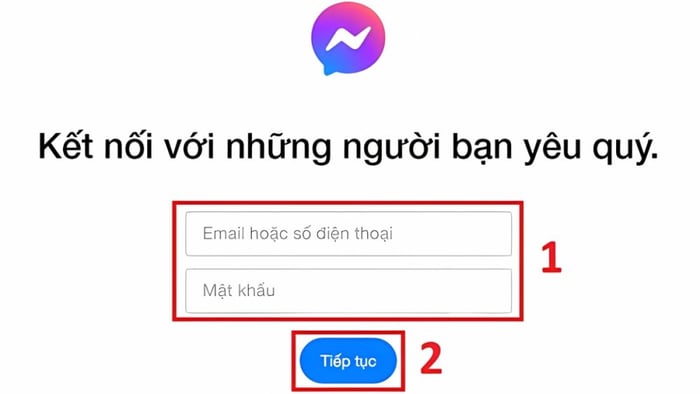 Bước 3: Hướng dẫn đăng nhập Messenger trên web