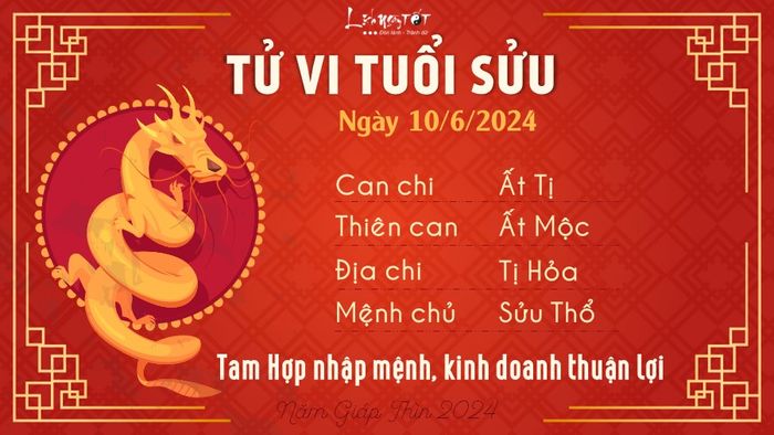 Tử vi hàng ngày 10/6/2024 - Sửu