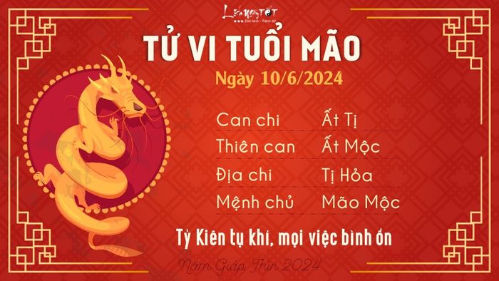 Tử vi hàng ngày 10/6/2024 - Mão