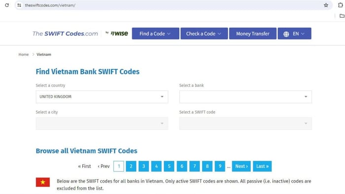 Cách tra cứu Swift code Techcombank - Bước 1