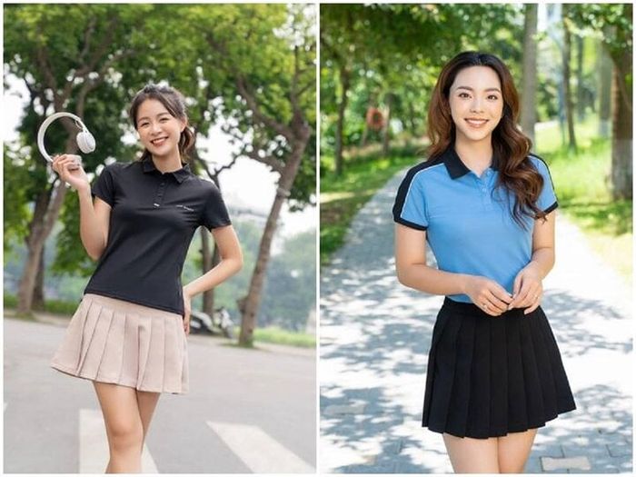 Bộ đồ áo polo phối cùng chân váy ngắn sẽ mang lại vẻ trẻ trung, đáng yêu cho các cô gái trong những buổi hẹn hò, dạo phố hoặc thể dục.