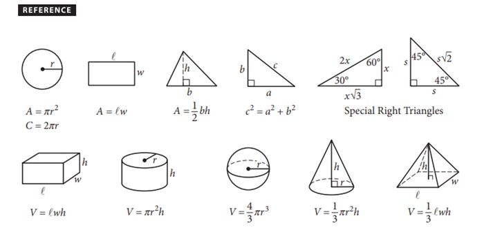SAT Math formulas phần Hình học