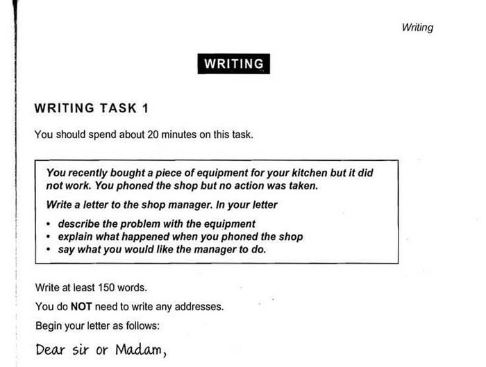 đề thi Writing Task 1 trong IELTS General Training