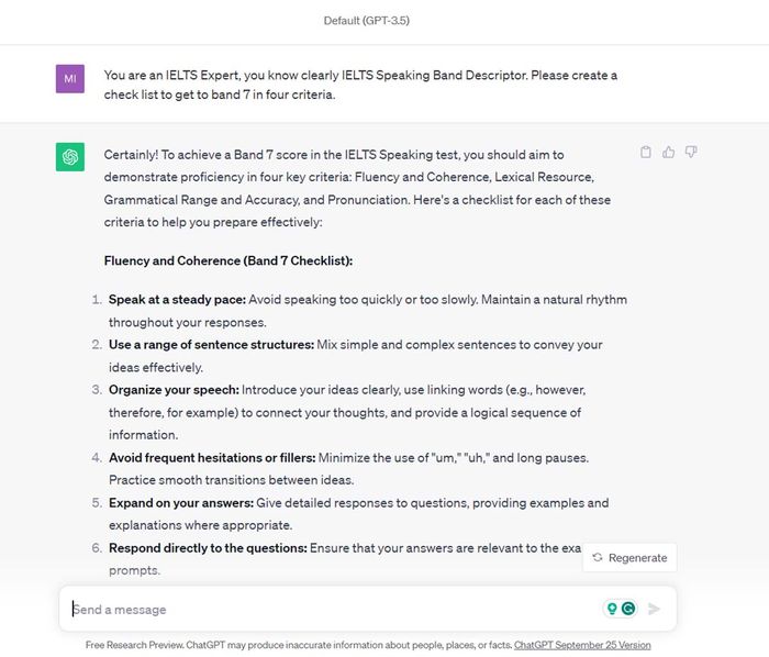 IELTS Speaking Band Descriptors - ChatGPT