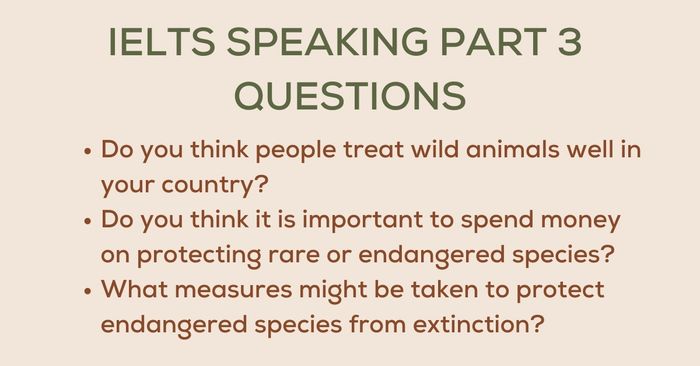 Exemplary IELTS Speaking Part 3 on Describing a Wild Animal