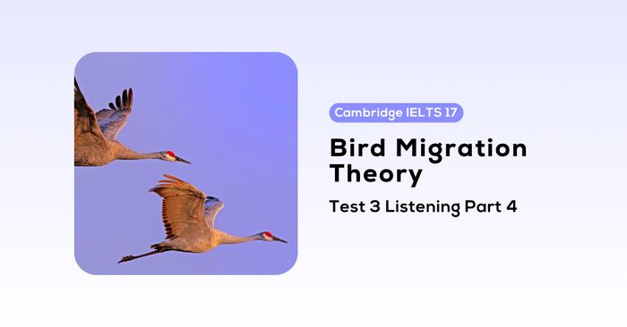 solving cambridge ielts 17 test 3 listening part 4 bird migration theory