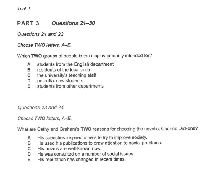 Dạng câu hỏi Multiple Choice phần 3 nghe ielts