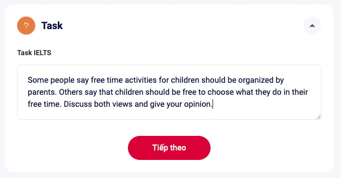 Nhập đề bài vào ô “Task IELTS”