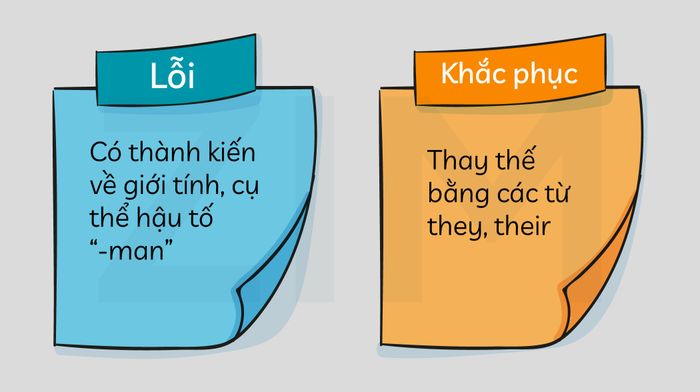 sử dụng không đúng cách từ để phân biệt giới tính