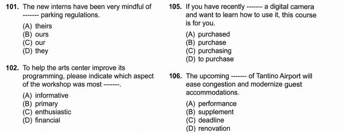 Minh họa bài thi TOEIC Reading Part 5