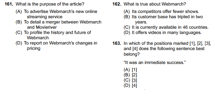 Câu hỏi 161-162 trong bài thi TOEIC Reading của ETS năm 2021
