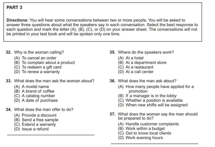 TOEIC part 3 tips