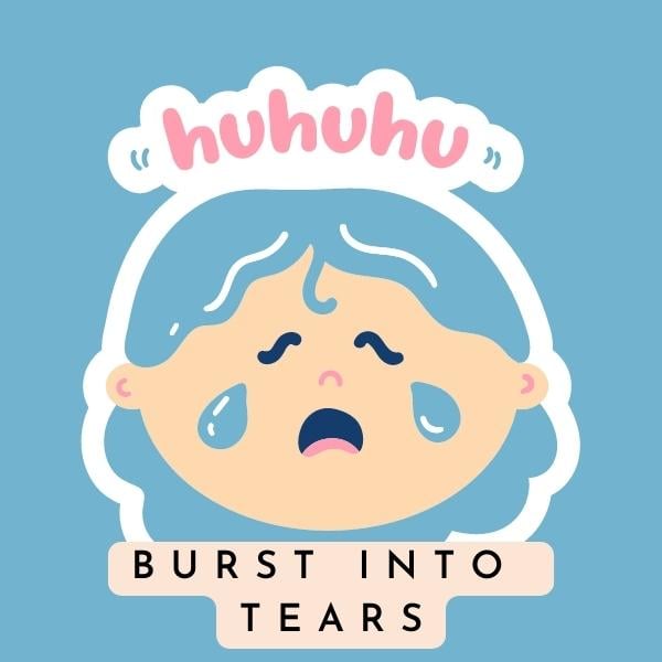 cách sử dụng burst into tears