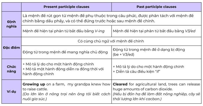 Câu bổ nghĩa dùng quá khứ