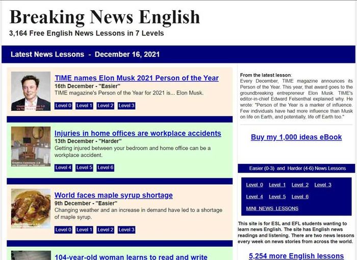 website for practicing listening breaking news english