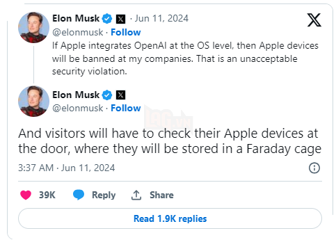 Elon Musk Đe Dọa Sẽ Cấm Nhân Viên Sử Dụng Sản Phẩm Của Apple 2