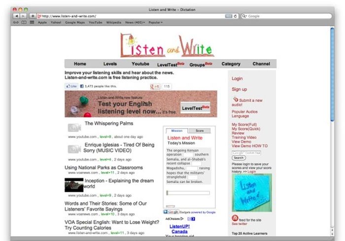 Website Listen and Write