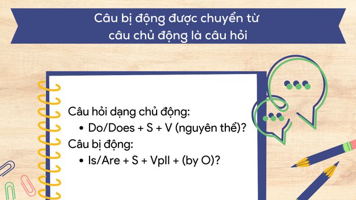 công thức câu bị động được tạo ra từ câu chủ động là câu hỏi