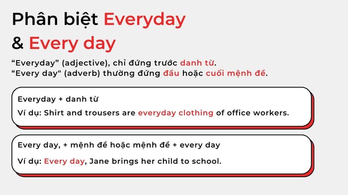 everyday và every day phân biệt sự khác biệt và bài tập áp dụng