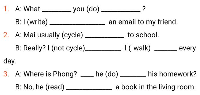 Apply the verbs in parentheses in either the simple present or present continuous tense