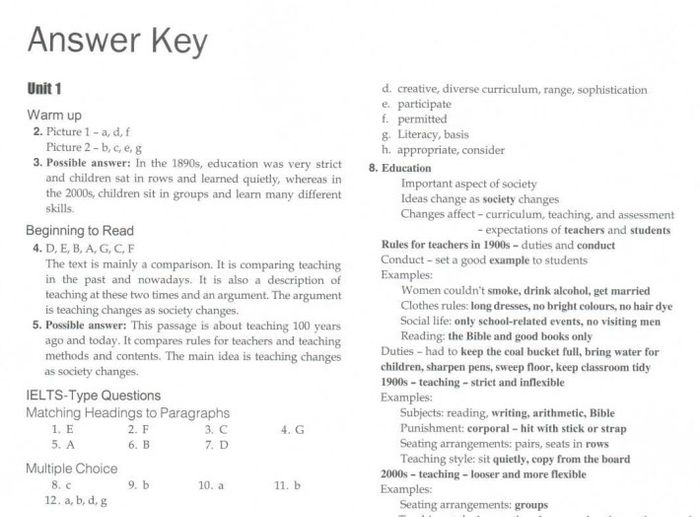 Lesson for IELTS Reading - Answer key