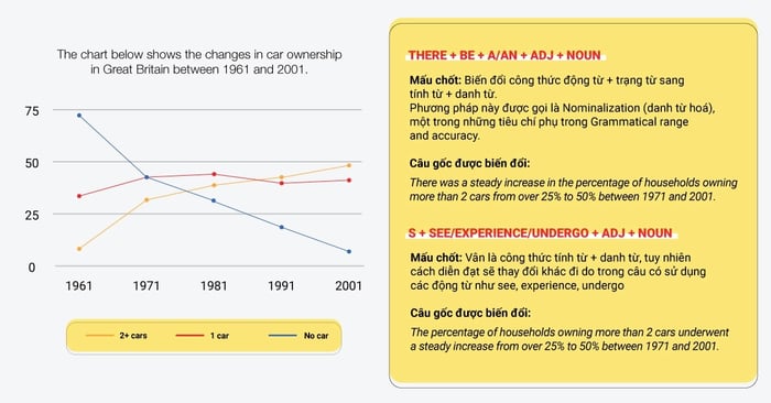 sự phong phú về cấu trúc câu khi làm IELTS Writing Task 1 để miêu tả dữ liệu