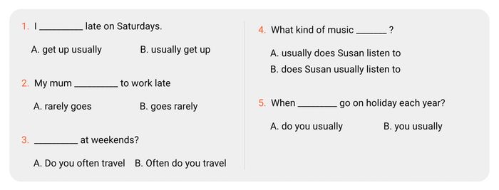 Choose the correct answer A or B