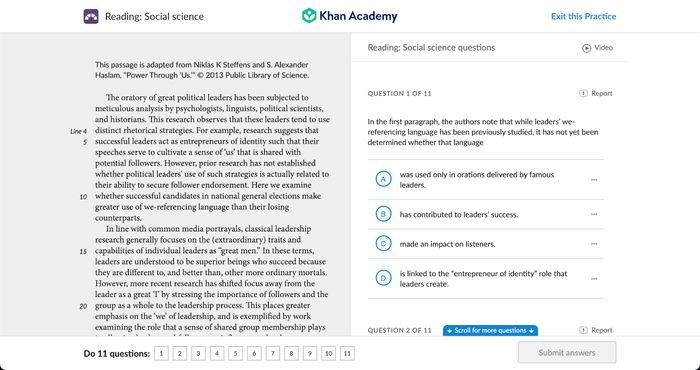 phần practive trong Khan Academy