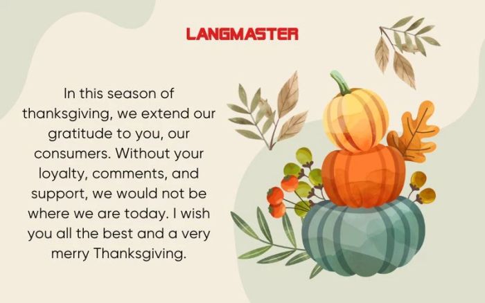 Thanksgiving wishes in English for customers