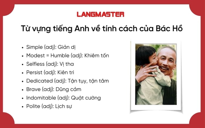 Từ ngữ tiếng Anh về tính cách của Bác Hồ