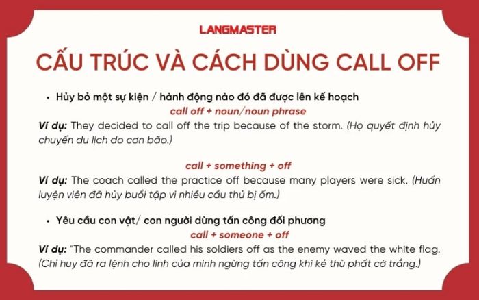 Cấu trúc và cách sử dụng Call off