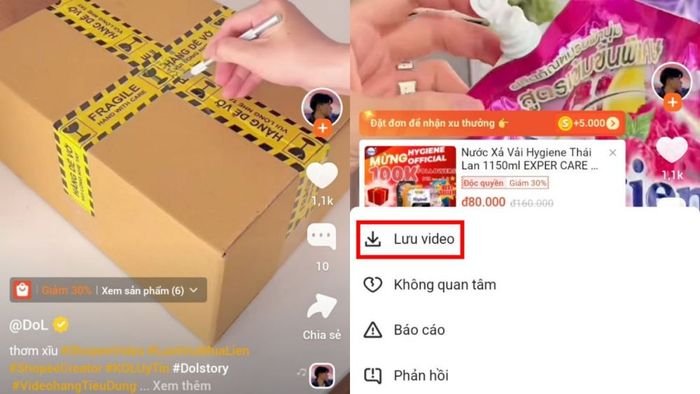 Cách tải video từ Shopee về điện thoại