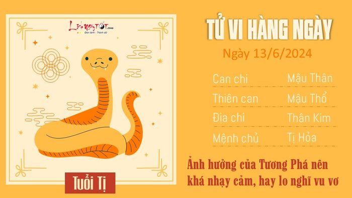 Tu vi hàng ngày ngày 13/6/2024 của 12 con giáp - tuổi Tị