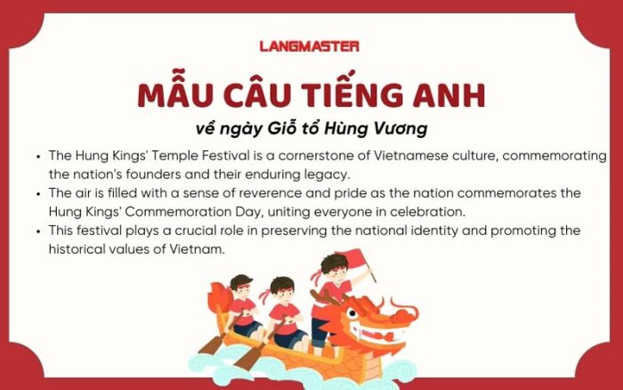 Một số câu nói bằng tiếng Anh về ngày lễ Giỗ tổ Hùng Vương