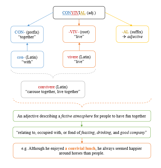 học từ vựng thông qua gốc từ convivial