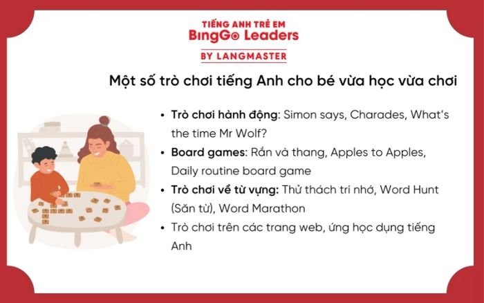 Một số trò chơi tiếng Anh thú vị giúp trẻ yêu thích học tiếng Anh