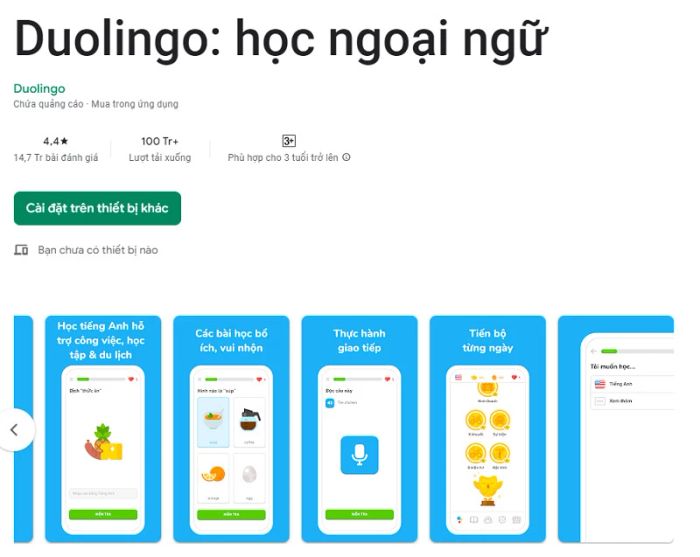 Duolingo - Ứng dụng học tiếng Anh cơ bản hàng ngày