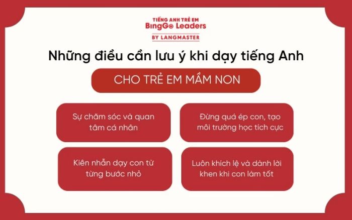 Những điểm cần chú ý khi dạy tiếng Anh cho trẻ mầm non