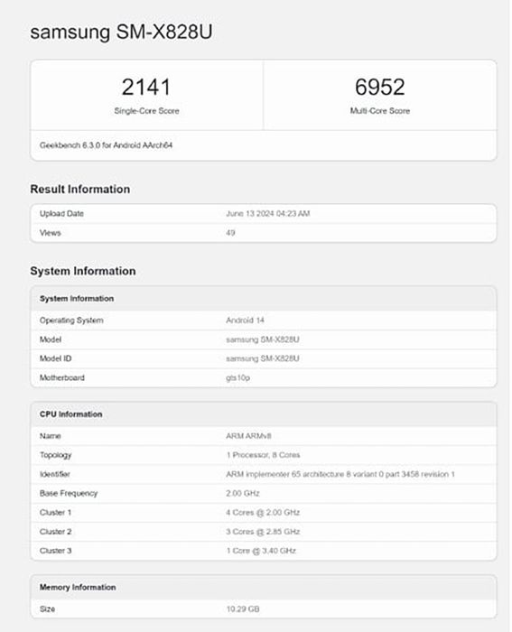 Galaxy Tab S10 Plus lộ diện trên Geekbench