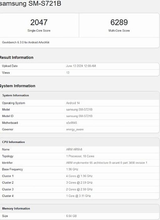 Galaxy S24 FE đã xuất hiện trên Geekbench