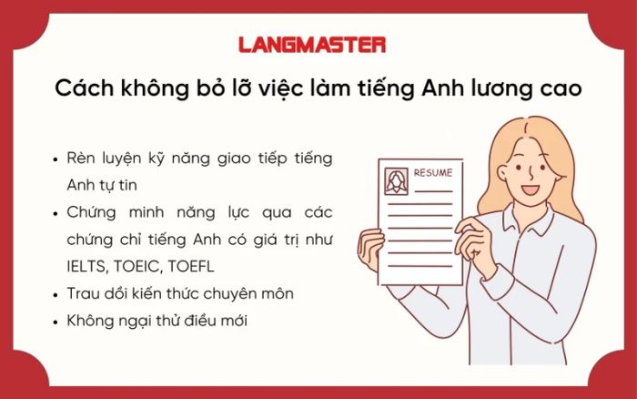 Cách không bỏ lỡ cơ hội kiếm việc làm tiếng Anh lương cao