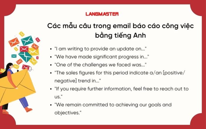 Các mẫu câu phổ biến trong email báo cáo công việc bằng tiếng Anh