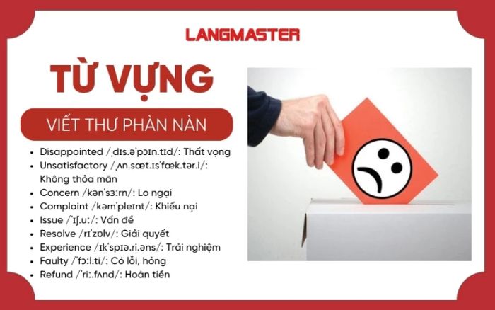 Từ vựng thông dụng khi viết thư phản ánh sự thất vọng bằng tiếng Anh