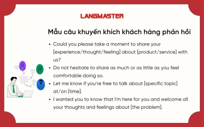 Mẫu câu khuyến khích khách hàng cung cấp phản hồi