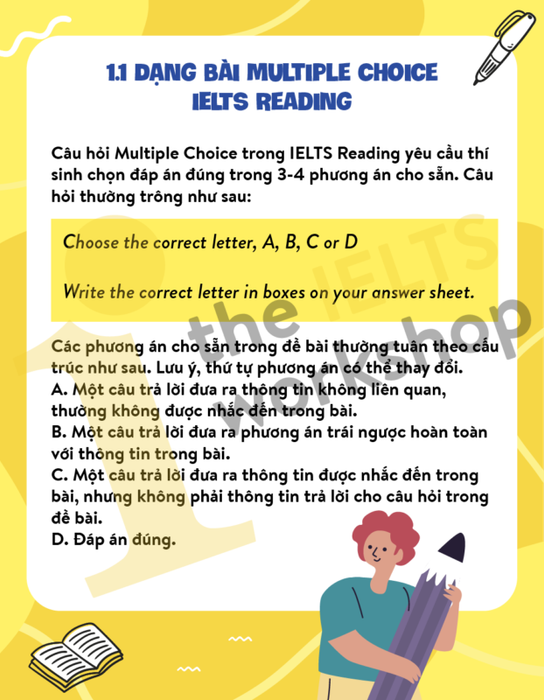 các câu hỏi multiple choice trong ielts reading