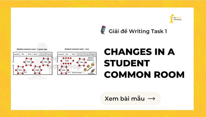 The blueprints illustrate a student common room from five years ago and now