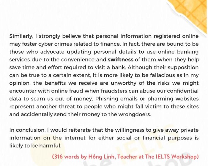 Essay on the topic of sharing personal information online