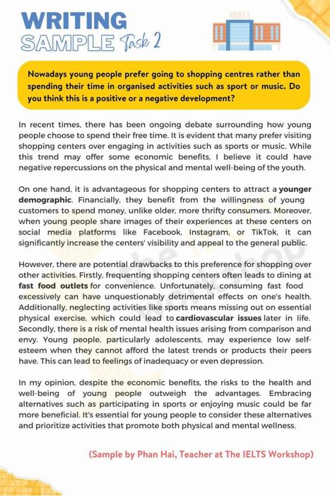 IELTS Writing Task 2 về trung tâm mua sắm